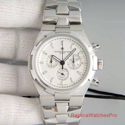 Swiss Replica Vacheron Constantin Overseas Chronograph Watch SS White Dial